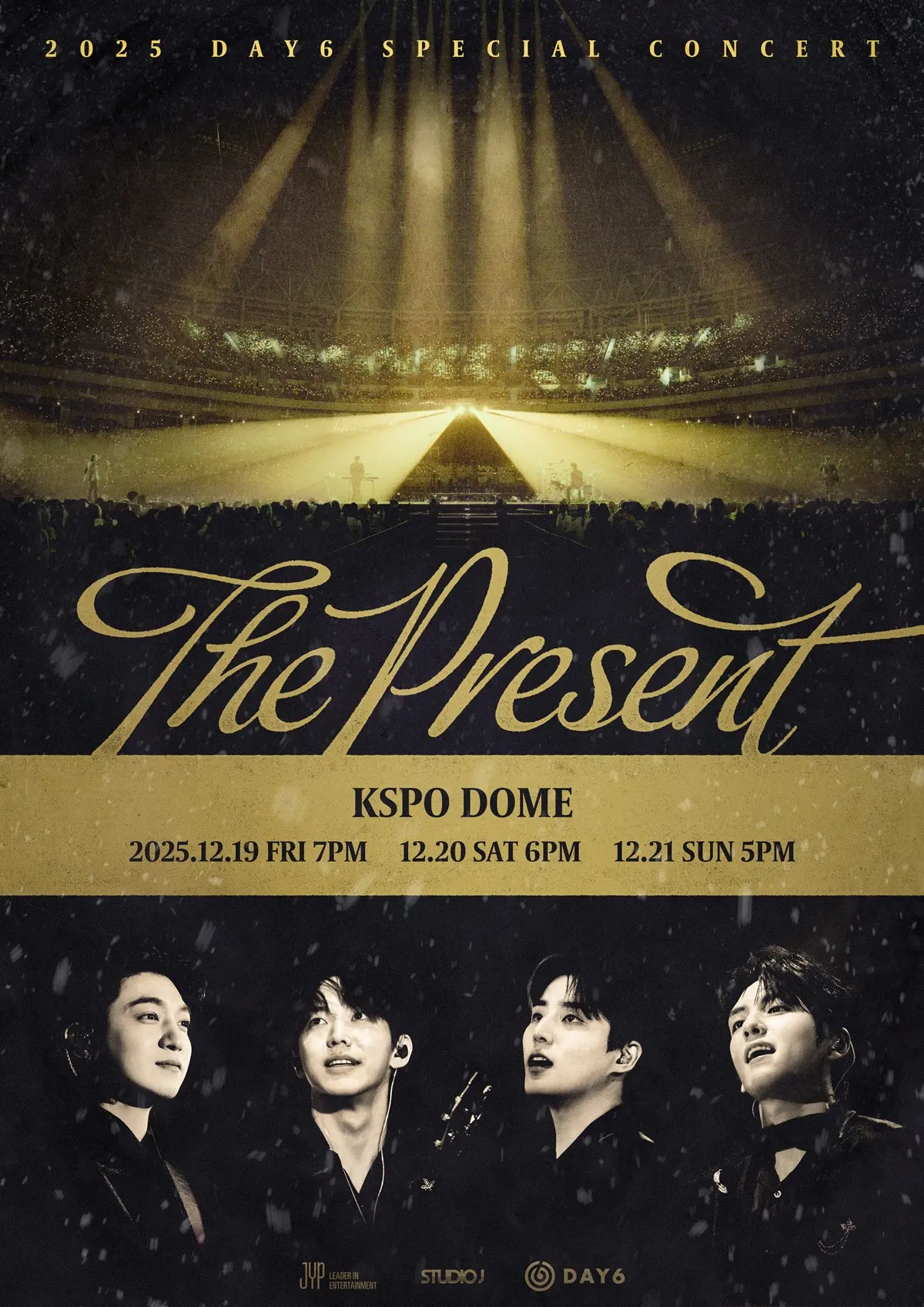 DAY6将于12月在首尔KSPO DOME连开三场特别演唱会《The Present》，首次公开圣诞单曲舞台并提供Beyond LIVE线上直播服务。