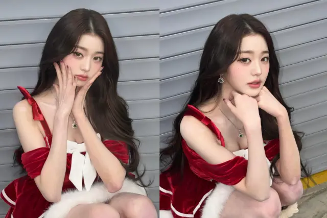 张员瑛红色圣诞造型展现完美比例与仙女颜值