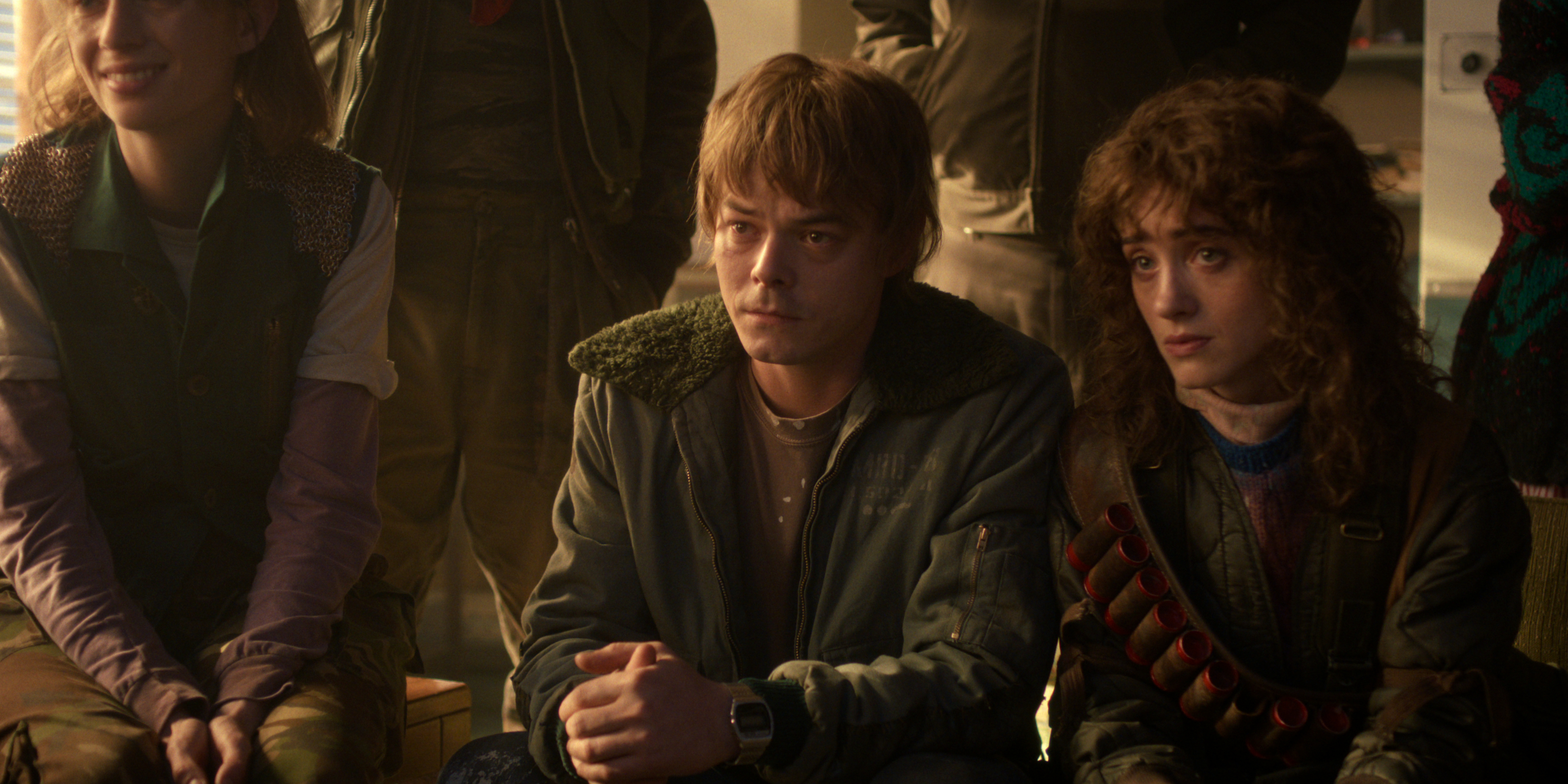 STRANGER THINGS: SEASON 5. (L to R) Charlie Heaton as Jonathan Byers and Natalia Dyer as Nancy Wheeler in Stranger Things: Season 5. Cr. COURTESY OF NETFLIX © 2025