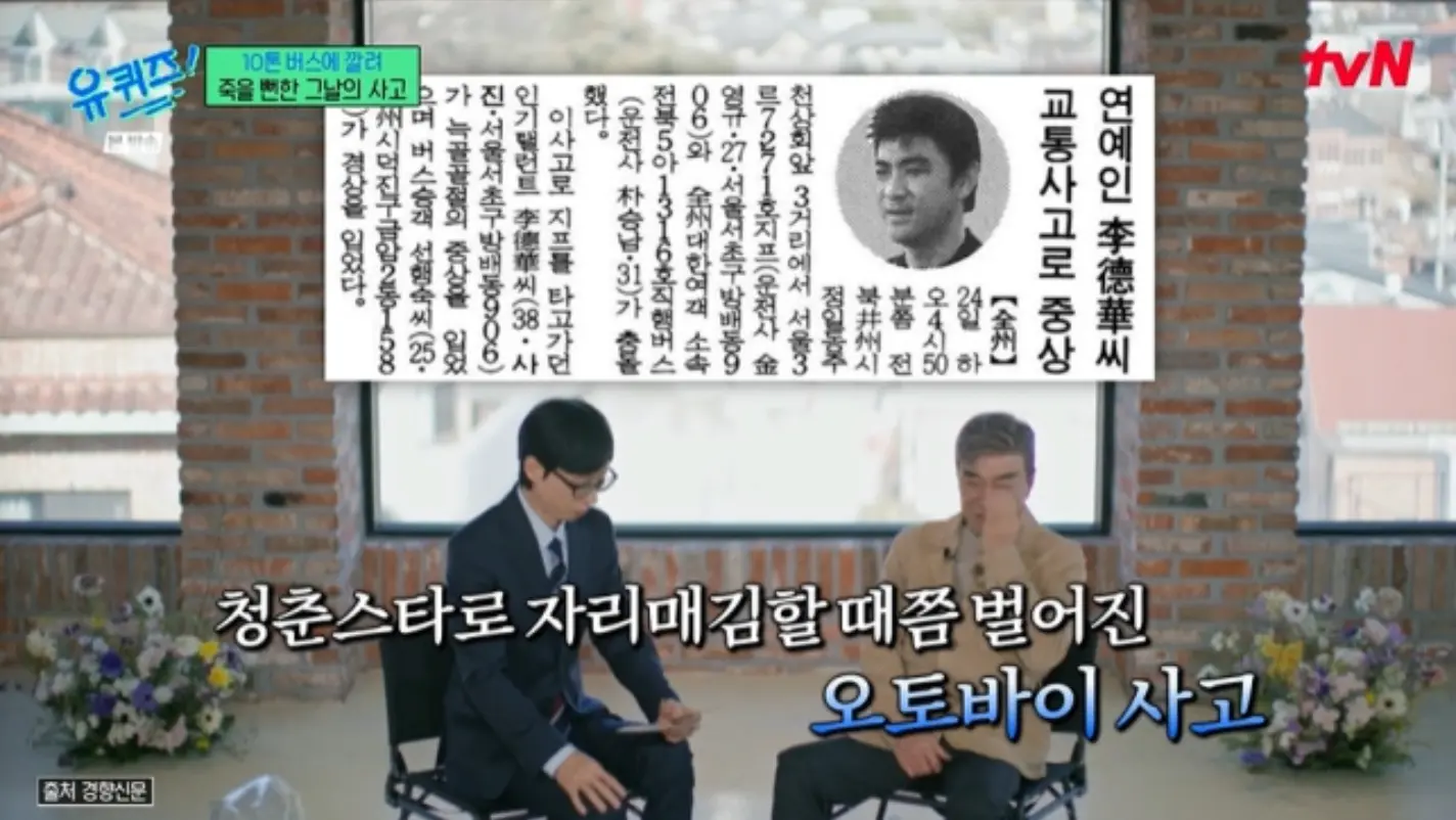 李德华年轻时遭遇严重交通意外的回忆照片