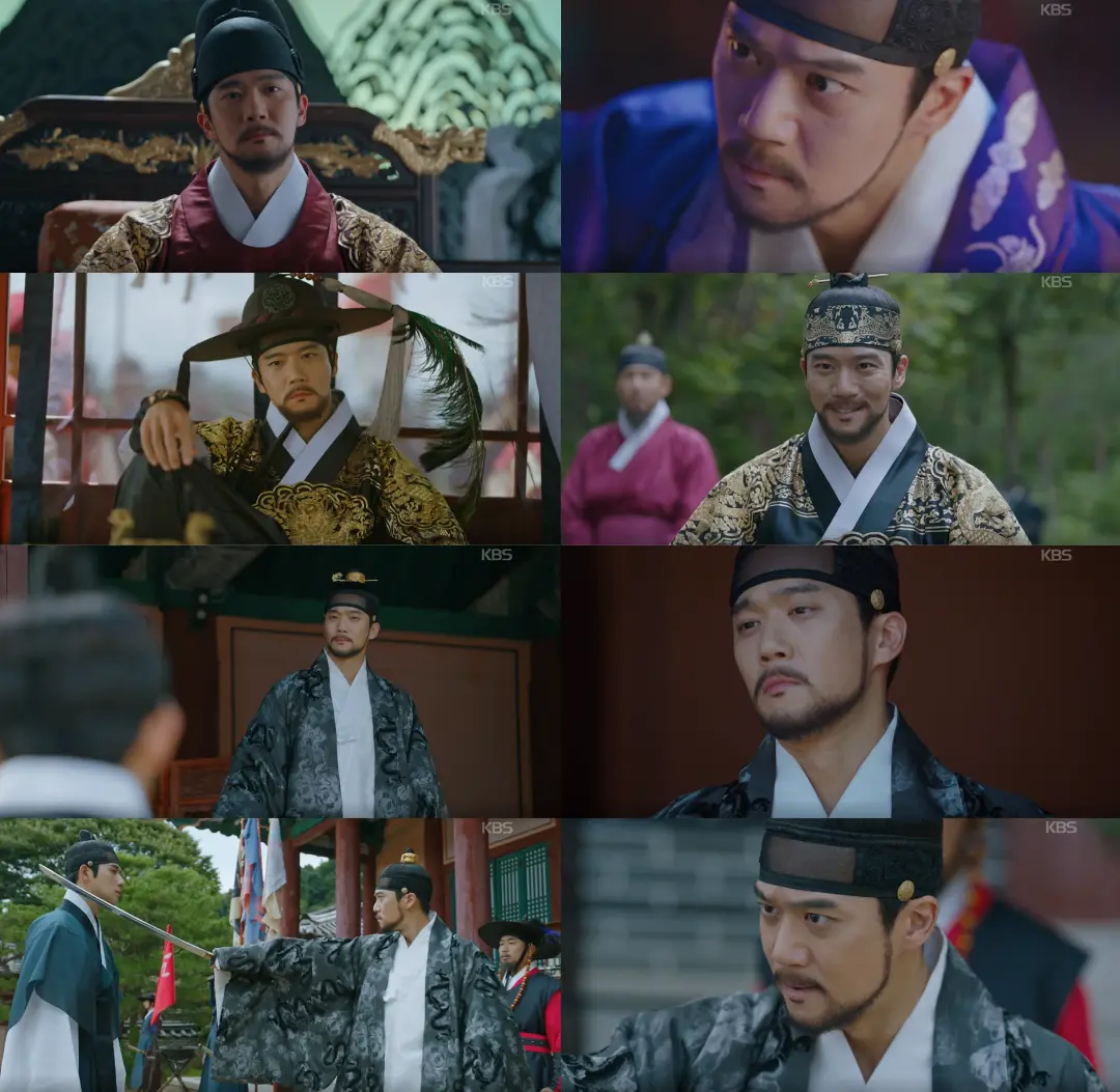 河锡辰在KBS2电视剧《亲爱的盗贼大人》中饰演朝鲜君王李奎，展现出冷酷与疯狂并存的复杂神情