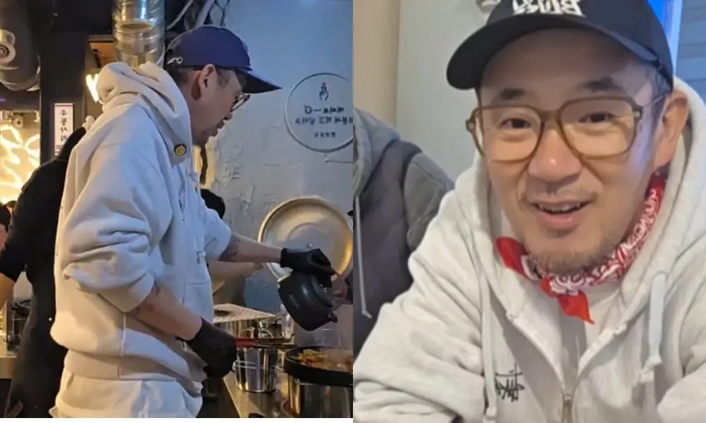 首尔延新内李汉尔经营的烤肠店夜晚客流如织,生意火爆