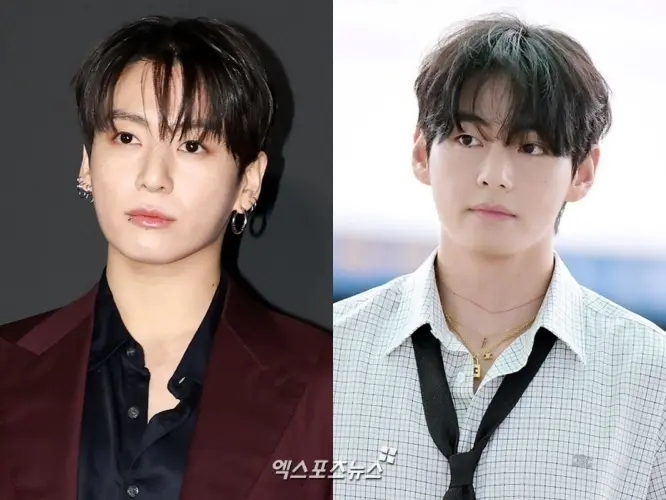 防弹少年团成员田柾国与金泰亨近期动态对比拼图