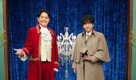 二宫和也与千鸟Nobu为新综艺节目《周五推理俱乐部》拍摄的合影宣传照片