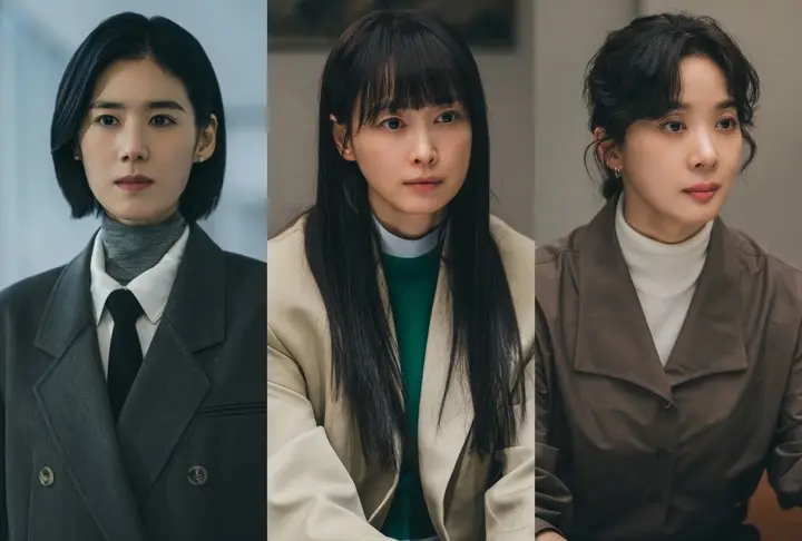 韩剧Honor三位女主角李奈映、郑恩彩、李清娥展现坚定眼神与深厚演技的剧照