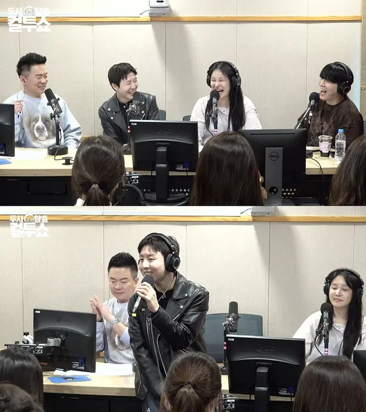 刘昇祐在SBS两点逃出Cultwo Show广播录制现场的笑容抓拍