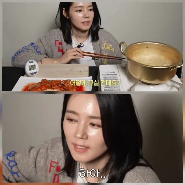 桌面上摆放的九袋待挑战的各种口味韩国拉面