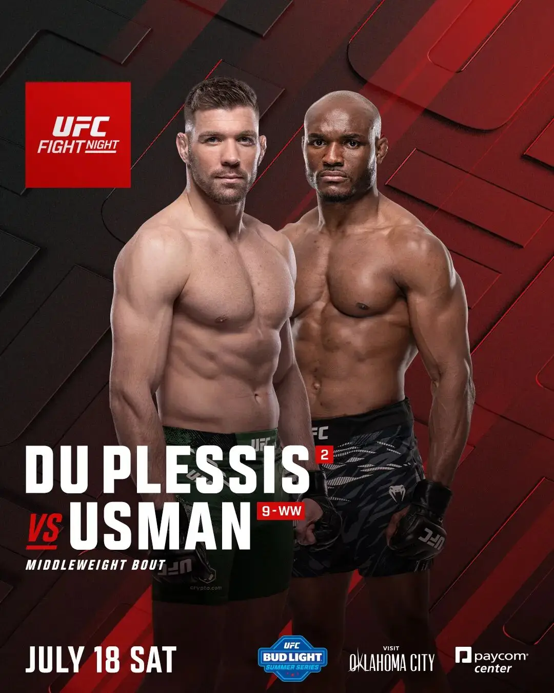 UFC格斗之夜：普莱西斯对决乌斯曼，非洲双雄争夺中量级冠军挑战权